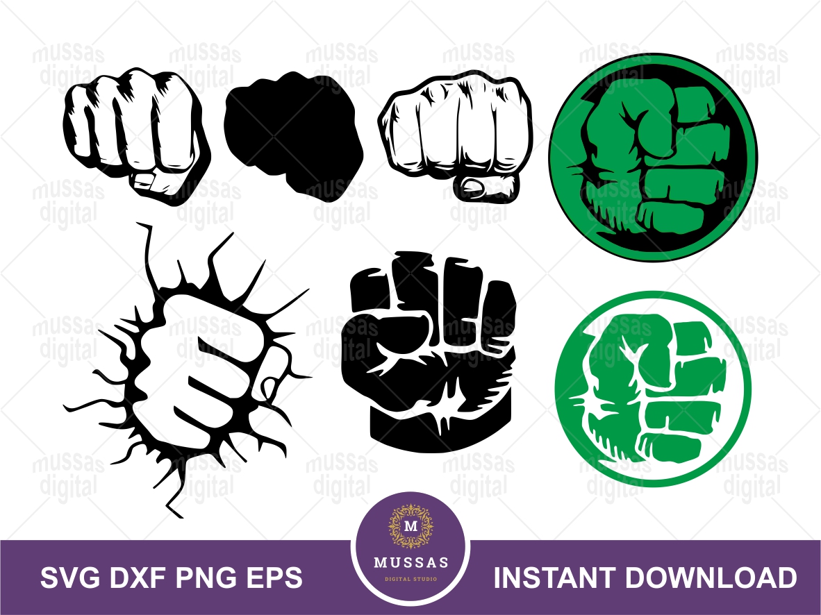 hulk fist svg bundle cricut hulk hand clipart png eps vector