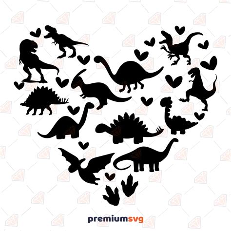 Dinosaur Heart SVG, Valentine's Day SVG Cut File | PremiumSVG